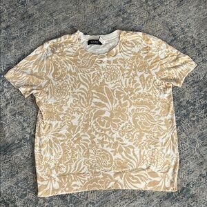 Lauren Ralph Lauren Beige & Cream Floral Short Sleeve Sweater